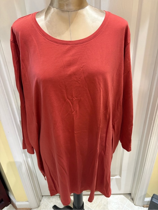 Lands' End Tops - Lands' End Scoop Neck Long Sleeve Top in Rust